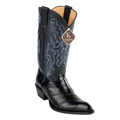 Men's King Exotic Boots Genuine Eel Skin Boots  Navy Blue (4980810) 1   - from alligatorwarehouse.com