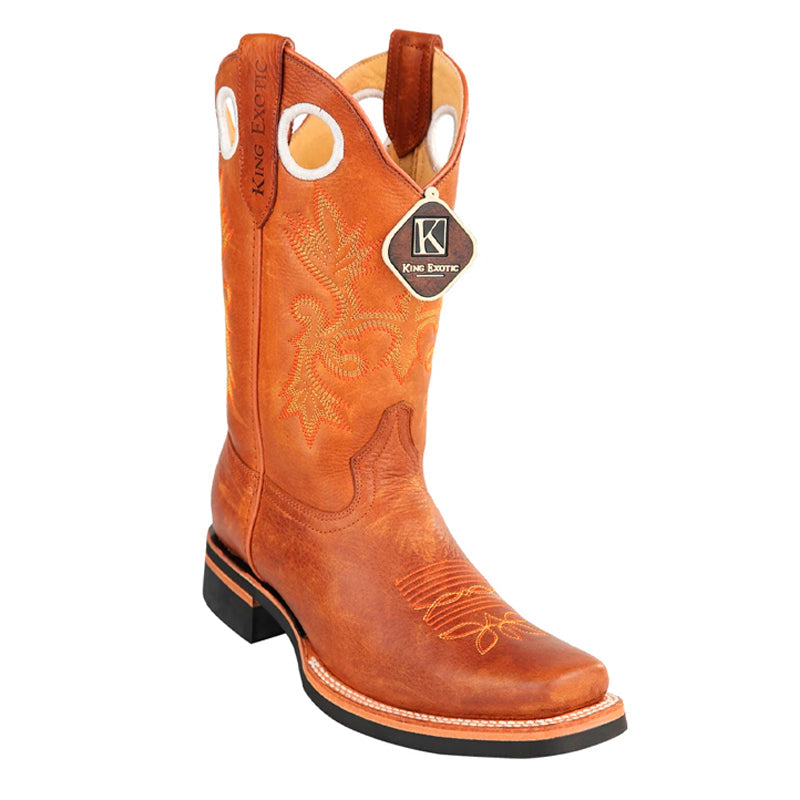 Men's King Exotic Boots Genuine Leather Square Toe Handcrafted Cognac (48152703) 1   - from alligatorwarehouse.com