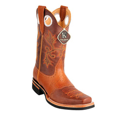 Men's King Exotic Boots Genuine Leather With Saddle Vamp Handcrafted Brown & Honey (48113807-2)