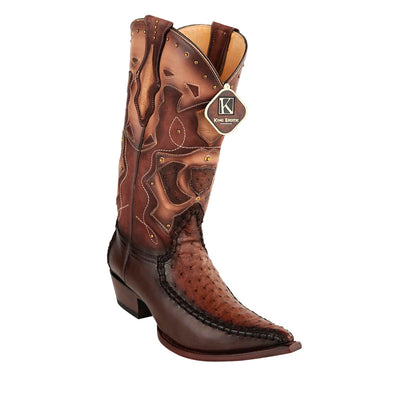Men's King Exotic Boots Genuine Ostrich 3x Toe Boot - Brown (495v20307) 1   - from alligatorwarehouse.com