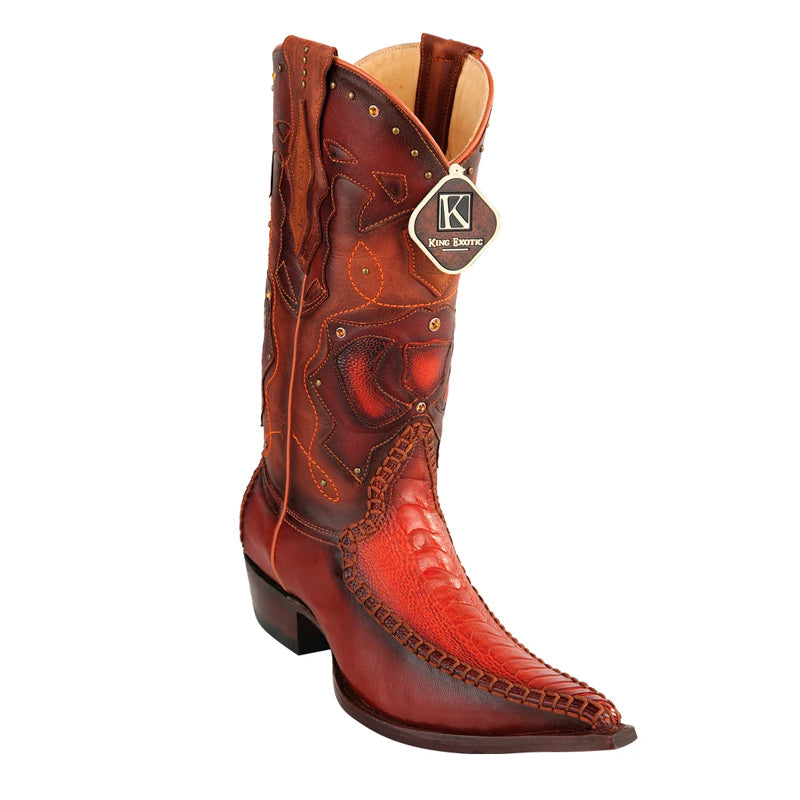 Men's King Exotic Boots Genuine Ostrich Leg 3x Toe Boot - Cognac (495v20503) 1   - from alligatorwarehouse.com