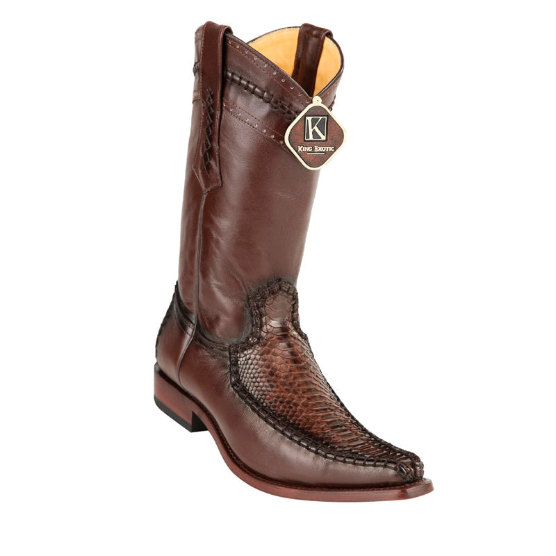 Men's King Exotic Boots Genuine Python European Toe Brown (477bd5707) 1   - from alligatorwarehouse.com