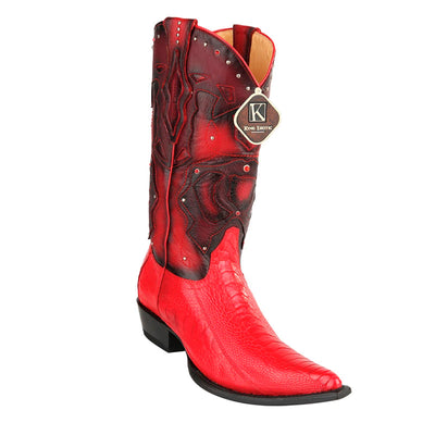 Men's King Exotic Boots Ostrich Leg 3x Toe Handcrafted Red 1   - from alligatorwarehouse.com