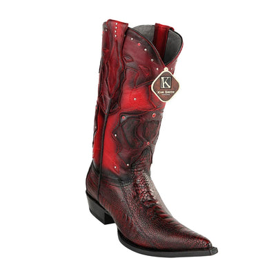 Men's King Exotic Boots Ostrich Leg 3x Toe Handmade Black Cherry (495vf0518) 1   - from alligatorwarehouse.com