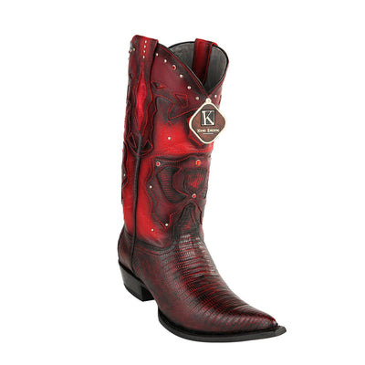 Men's King Exotic Boots Teju Lizard 3x Toe Black Cherry (495vf0718) 1   - from alligatorwarehouse.com