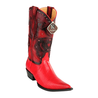 Men's King Exotic Boots Teju Lizard 3x Toe Red (495vf0712) 1   - from alligatorwarehouse.com