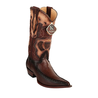 Men's King Exotic Boots Teju Lizard Boots 3x Toe Handcrafted Brown Burnished  (495v20707) 1   - from alligatorwarehouse.com
