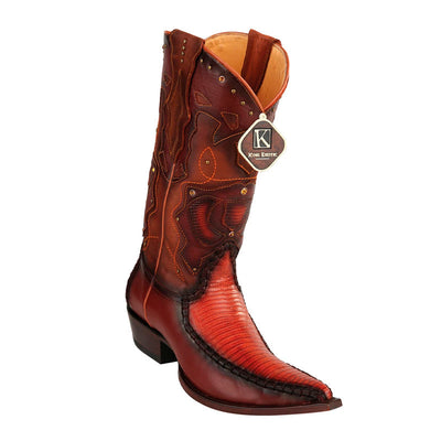 Men's King Exotic Boots Teju Lizard Boots 3x Toe Handcrafted Cognac Burnished  (495v20703) 1   - from alligatorwarehouse.com