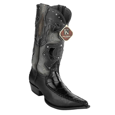 Men's King Exotic Eel Boots 3x Toe Handcrafted Black (495v20805) 1   - from alligatorwarehouse.com