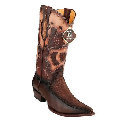 Men's King Exotic Elephant Skin 3x Toe Boots Brown Burnished (495v27007) 1   - from alligatorwarehouse.com