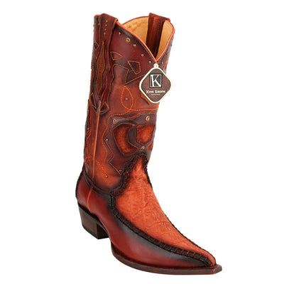 Men's King Exotic Elephant Skin 3x Toe Boots Cognac Burnished (495v27003) 1   - from alligatorwarehouse.com
