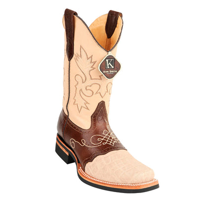 Men's King Exotic Elephant Skin Boots Rubber Sole & Saddle Square Toe Handcrafted Oryx (48167011) 1   - from alligatorwarehouse.com