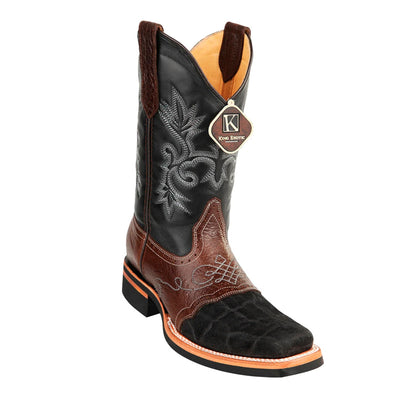 Men's King Exotic Elephant Skin Boots Rubber Sole & Saddle Square Toe Handcrafted Black (48167005) 1   - from alligatorwarehouse.com