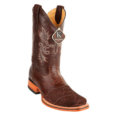 Men's King Exotic Elephant Skin Boots With Saddle Square Toe Handcrafted Brown (48177007) 1   - from alligatorwarehouse.com