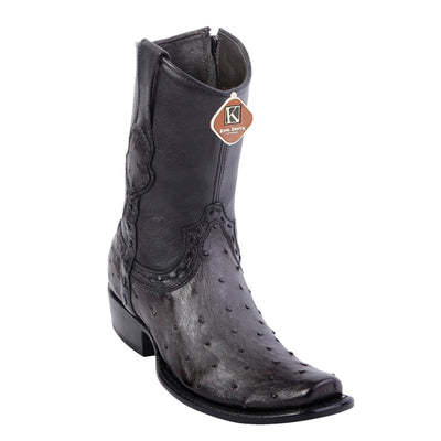 Men's King Exotic Genuine Ostrich Boots Dubai Toe Handcrafted Faded Gray  (479B0338) 1   - from alligatorwarehouse.com