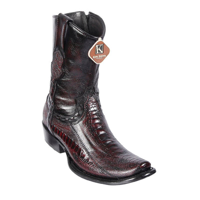 Men's King Exotic Genuine Ostrich Leg Boots Dubai Toe Handcrafted Black Cherry (479B0518) 1   - from alligatorwarehouse.com