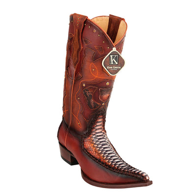 Men's King Exotic Genuine Python Boots 3x Toe Rustic Cognac Handcrafted (495v25788) 1   - from alligatorwarehouse.com