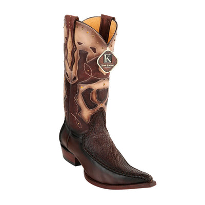 Men's King Exotic Genuine Sharkskin Boots 3x Toe Burnished Brown (495v20907) 1   - from alligatorwarehouse.com
