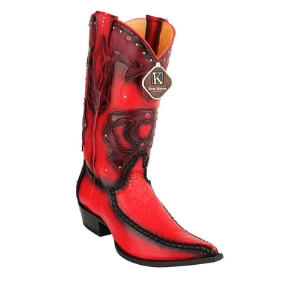 Men's King Exotic Genuine Sharkskin Boots 3x Toe Burnished Red (495v20912) 1   - from alligatorwarehouse.com