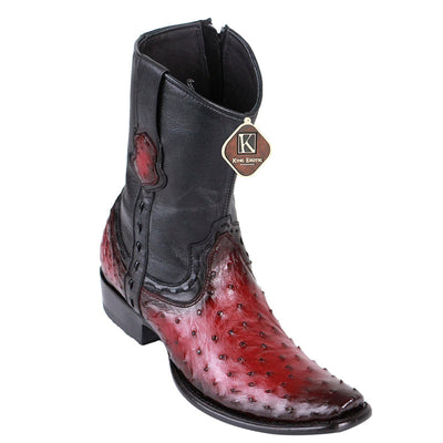 Men's King Exotic Ostrich Boots Dubai Toe Handcrafted Faded Burgundy (479B0343) 1   - from alligatorwarehouse.com