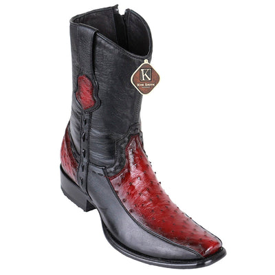 Men's King Exotic Ostrich Boots With Deer Dubai Toe Handcrafted Faded Burgundy (479BF0343) 1   - from alligatorwarehouse.com
