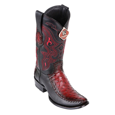 Men's King Exotic Ostrich Boots With Deer Dubai Toe Handcrafted Faded Burgundy (479F0343) 1   - from alligatorwarehouse.com