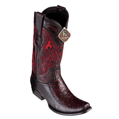Men's King Exotic Ostrich Boots With Deer Dubai Toe Handcrafted Black Cherry (479F0318) 1   - from alligatorwarehouse.com
