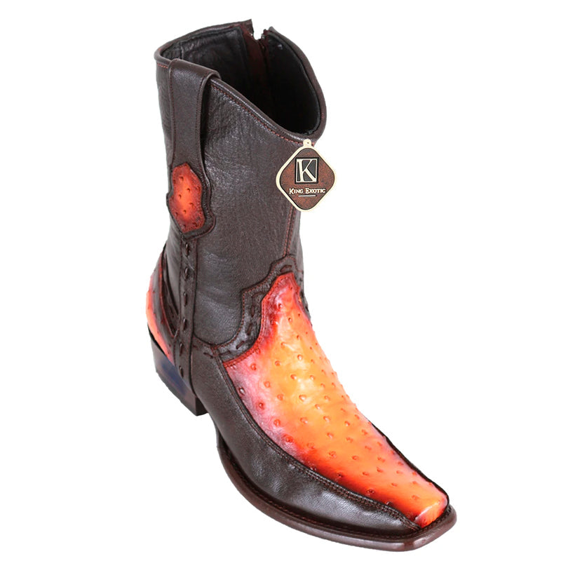 Men's King Exotic Yellow Gold Ostrich Boots With Deer Dubai Toe Handcrafted Faded Buttercup (479BF0301)