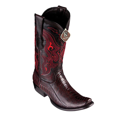 Men's King Exotic Ostrich Leg Boots Dubai Toe Handcrafted Black Cherry (4790518) 1   - from alligatorwarehouse.com