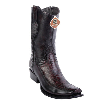 Men's King Exotic Ostrich Leg Boots With Deer Dubai Toe Handcrafted Black Cherry (479BF0518) 1   - from alligatorwarehouse.com