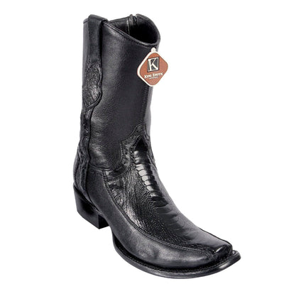 Men's King Exotic Ostrich Leg Boots With Deer Dubai Toe Handcrafted Black (479BF0505) 1   - from alligatorwarehouse.com