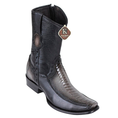 Men's King Exotic Ostrich Leg Boots With Deer Dubai Toe Handcrafted Faded Gray (479BF0538) 1   - from alligatorwarehouse.com