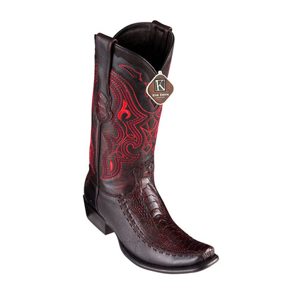 Men's King Exotic Ostrich Leg Boots With Deer Dubai Toe Handcrafted Black Cherry (479F0518) 1   - from alligatorwarehouse.com