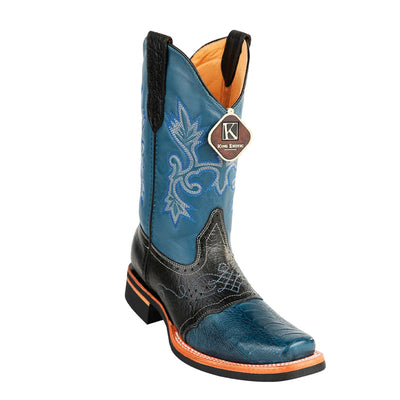 Men's King Exotic Ostrich Leg Boots With Rubber Sole & Saddle Square Toe Blue Jean  (48160514) 1   - from alligatorwarehouse.com