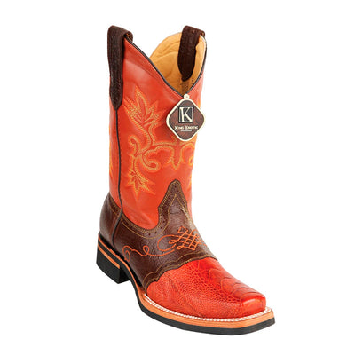 Men's King Exotic Ostrich Leg Boots With Rubber Sole & Saddle Square Toe  Cognac  (48160503) 1   - from alligatorwarehouse.com