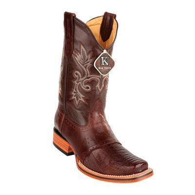 Men's King Exotic Ostrich Leg Square Toe Boots With Saddle Handmade Brown (48170507) 1   - from alligatorwarehouse.com