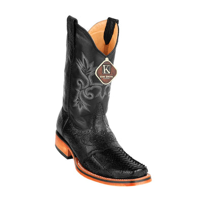 Men's King Exotic Python Boots With Saddle Vamp Handmade Square Toe Black (48175705) 1   - from alligatorwarehouse.com
