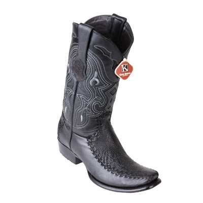 Men's King Exotic Sharkskin Boots With Deer Dubai Toe Handcrafted Black (479F0905) 1   - from alligatorwarehouse.com