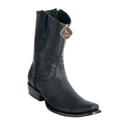 Men's King Exotic Sharkskin Boots With Inside Zipper Dubai Toe Handcrafted Black (479B0905) 1   - from alligatorwarehouse.com