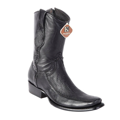 Men's King Exotic Sharkskin Boots With Inside Zipper Dubai Toe Handcrafted Black (479BF0905) 1   - from alligatorwarehouse.com
