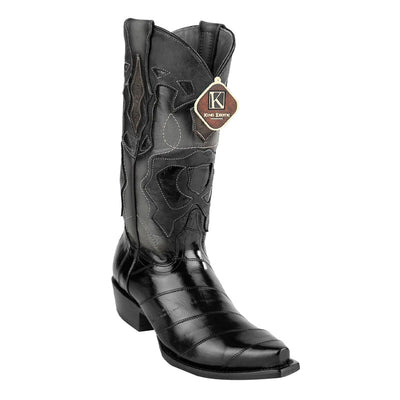 Men's King Exotic Snip Toe Eel Boots Handcrafted Black (494R0805) 1   - from alligatorwarehouse.com