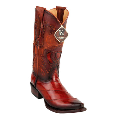 Men's King Exotic Snip Toe Eel Boots Handcrafted Burnished Cognac (494RD0857) 1   - from alligatorwarehouse.com
