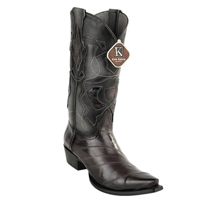 Men's King Exotic Snip Toe Eel Boots Handcrafted Burnished Gray (494RD0838) 1   - from alligatorwarehouse.com