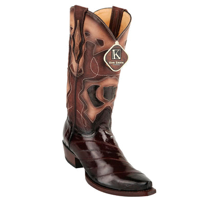 Men's King Exotic Snip Toe Eel Boots Handcrafted Burnished Brown (494RD0816) 1   - from alligatorwarehouse.com