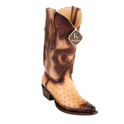 Men's King Exotic Snip Toe Full Quill Ostrich Boots Handmade Burnished Oryx (494RD0315) 1   - from alligatorwarehouse.com