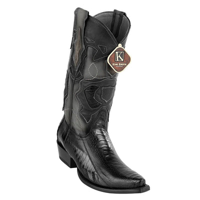 Men's King Exotic Snip Toe Ostrich Leg Boots Handcrafted Black  (494R0505) 1   - from alligatorwarehouse.com