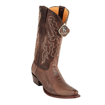 Men's King Exotic Snip Toe Ostrich Leg Boots Handcrafted Grasso Brown (494G0507-) 1   - from alligatorwarehouse.com