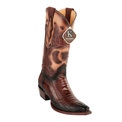 Men's King Exotic Snip Toe Ostrich Leg Boots Handcrafted Burnished Brown (494RD0516) 1   - from alligatorwarehouse.com