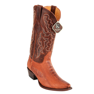 Men's King Exotic Snip Toe Ostrich Leg Boots Handcrafted Grasso Cognac (494G0503) 1   - from alligatorwarehouse.com