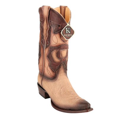 Men's King Exotic Snip Toe Sharkskin Boots Handcrafted Burnished Oryx (494RD0911) 1   - from alligatorwarehouse.com